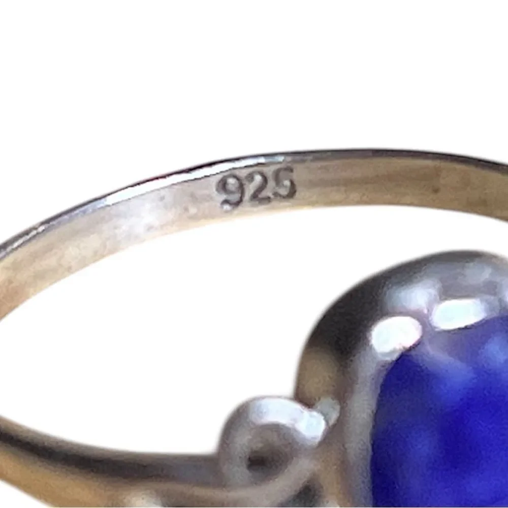 Elegant Artisan Sterling Silver Genuine Faceted Iolite Ring Size 7.5
